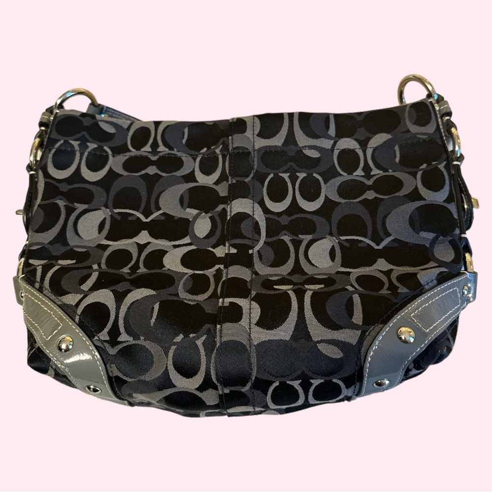 COACH Monogram Canvas Hobo Style in Black